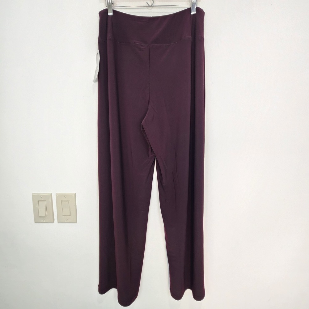 Sympli NWT Side Slit Wide Leg Pants Size 14 Currant Elastic‎ Waist Slinky Flowy - Picture 2 of 11